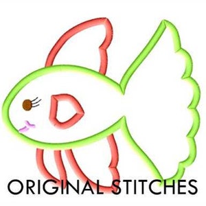 Fish Applique and Machine Embroidery Digital Design File 4x4 5x7 6x10 7x11