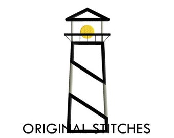 Tall Lighthouse Applique and Machine Embroidery Digital Design File 4x4 5x7 6x10