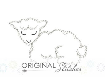 Quick Stitch Easter Lamb Machine Embroidery Digital Design File 4x4 5x7 6x10 8x8