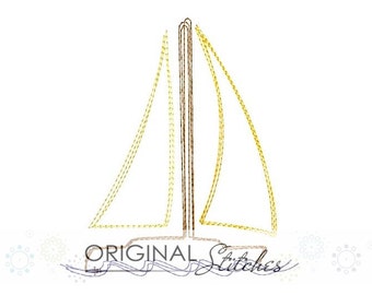 Sailboat Quick Stitch Machine Embroidery Design File 4x4 5x7 6x10