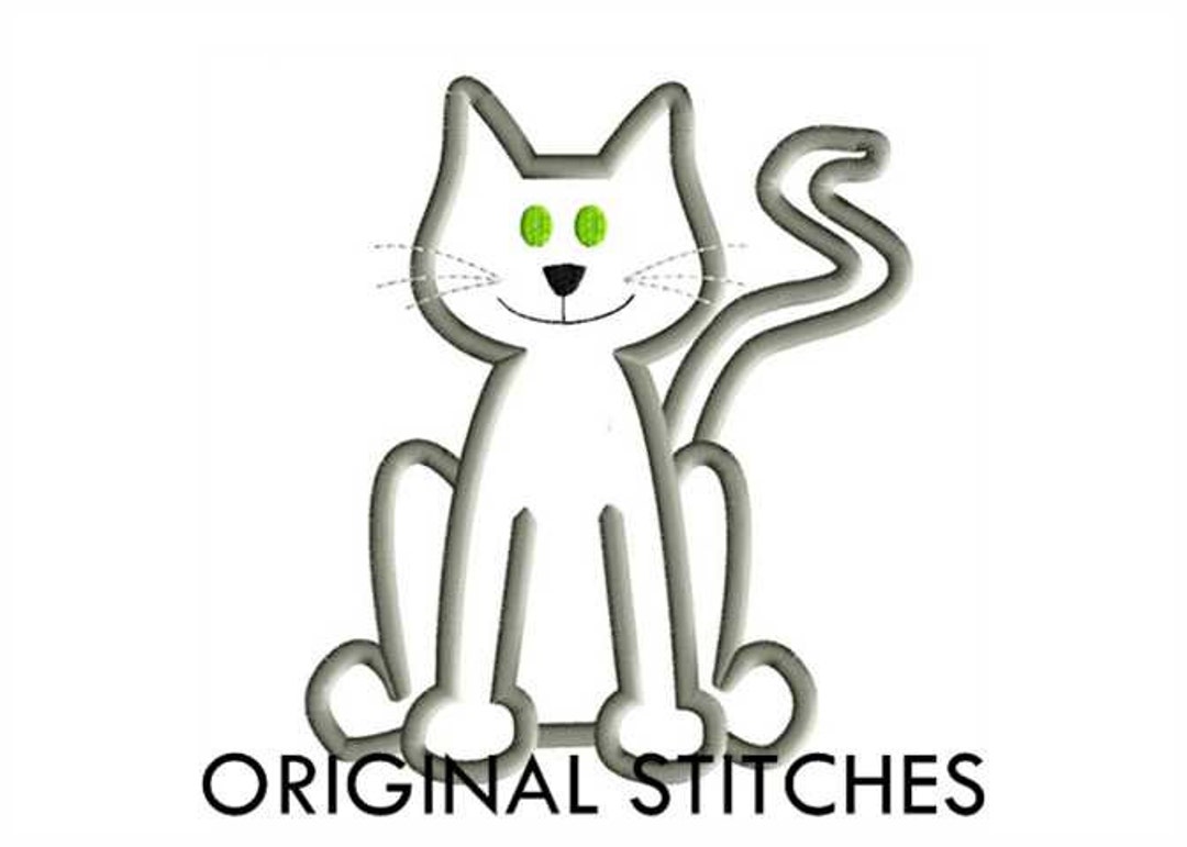 Cat Applique and Machine Embroidery Digital Design File 4x4 - Etsy