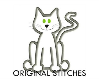 Cat Applique and Machine Embroidery Digital Design File 4x4 5x7 6x10