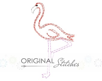 Quick Stitch Flamingo Machine Embroidery Design File 4x4 5x7 6x10 8x8