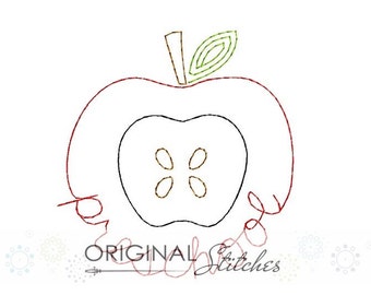 Preschool Apple Quick Stitch Machine Embroidery Design File 4x4 5x7 6x10 7x11