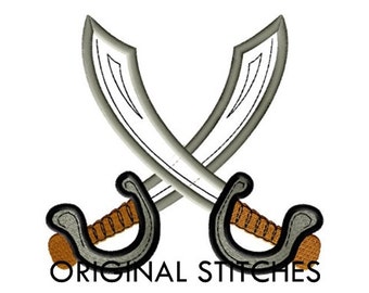 Pirate Swords Applique and Machine Embroidery Digital Design File 4x4 5x7 6x10 7x11