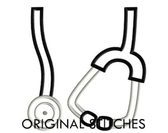 Stethoscope Applique and Machine Embroidery Digital Design File 4x4 5x7 6x10