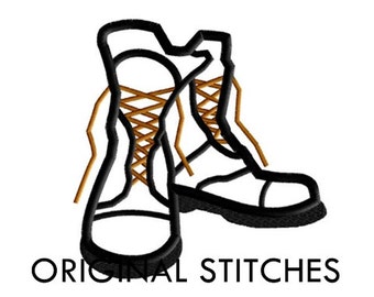 Traditional Military Combat Boots Applique and Embroidery Design File 3x3 4x4 5x7 6x10