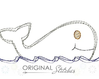 Whale Quick Stitch Machine Embroidery Design File 4x4 5x7 6x10 and more!