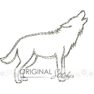 Quick Stitch Wolf Silhouette Machine Embroidery Digital Design File 4x4 5x7 6x10 8x8 image 1