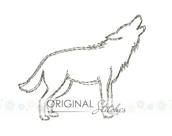 Quick Stitch Wolf Silhouette Machine Embroidery Digital Design File 4x4 5x7 6x10 8x8