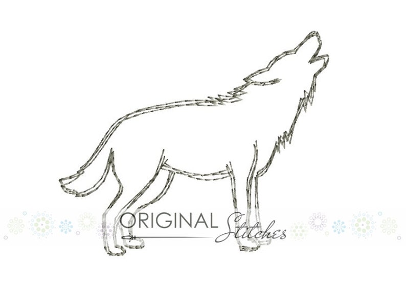 Quick Stitch Wolf Silhouette Machine Embroidery Digital Design File 4x4 5x7 6x10 8x8 image 1