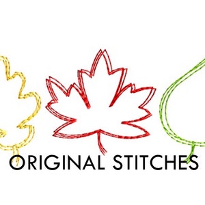 Quick Stitch Fall Maple, Oak, and Birch Leaves Embroidery Digital Design File  4x4 5x7 6x10 7x11