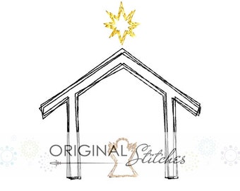 Quick Stitch Open Nativity Embroidery Digital Design File  4x4 5x7 6x10 8x8