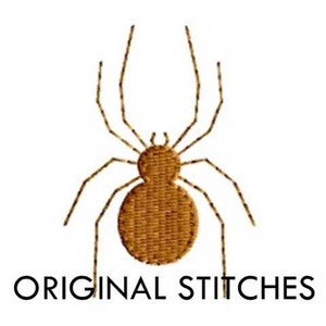 Pode incluir: Uma aranha bordada de cor castanho com oito patas e um corpo redondo.
