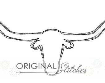 Quick Stitch Longhorn Steer Embroidery Digital Design File 4x4 5x7 6x10 7x11 8x12