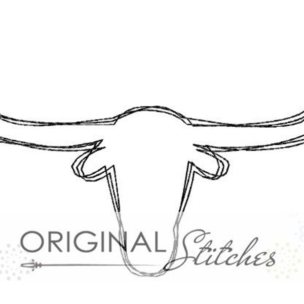 Quick Stitch Longhorn Steer Embroidery Digital Design File 4x4 5x7 6x10 7x11 8x12