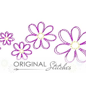 Quick Stitch Mini Daisy Set Embroidery Digital Design File 1/2 in, 3/4 in, 1 in, 2in, 4x4