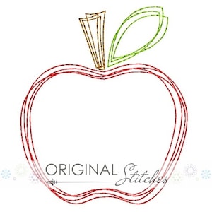 Plain Apple Quick Stitch Machine Embroidery Design File 2in 4x4 5x7 6x10 image 1