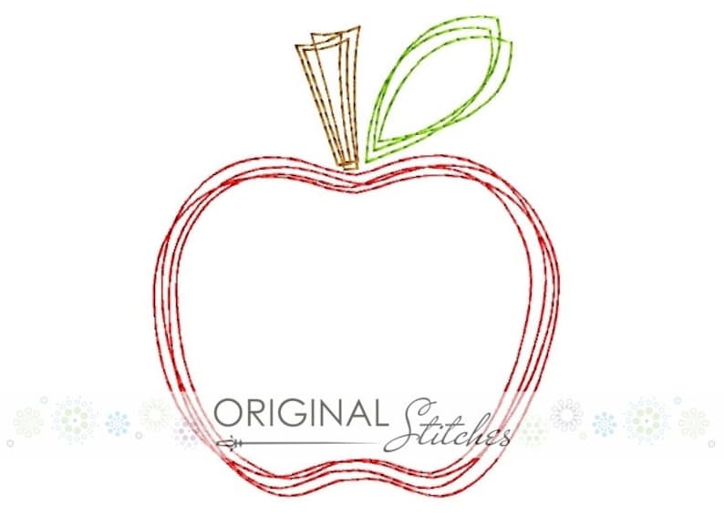 Plain Apple Quick Stitch Machine Embroidery Design File 2in 4x4 5x7 6x10 image 1