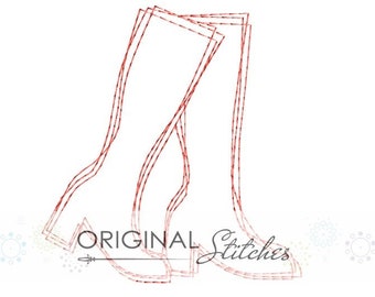 Quick Stitch GoGo Boots Machine Embroidery Design (Instant Download)
