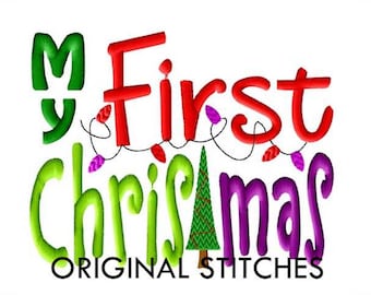 My First Christmas Tree Machine Embroidery Digital Design File 4x4 5x7 Baby&#39;s First