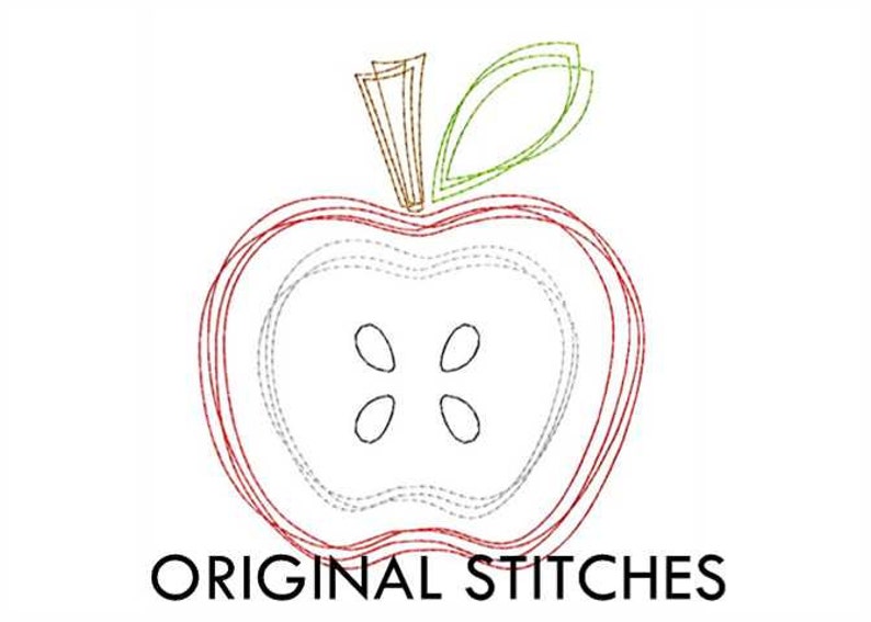 Plain Apple Quick Stitch Machine Embroidery Design File 2in 4x4 5x7 6x10 image 3