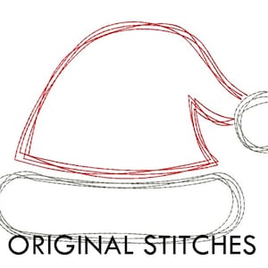 Quick Stitch Christmas Santa's Hat Embroidery Digital Design File 2x2 mini 4x4 5x5 5x7 6x6 6x10 7x7 8x8 8x12 image 1