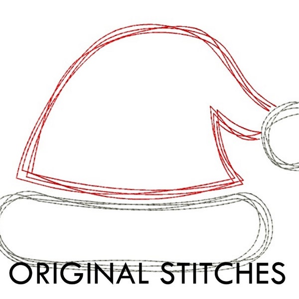 Quick Stitch Christmas Santa's Hat Embroidery Digital Design File 2x2 mini 4x4 5x5 5x7 6x6 6x10 7x7 8x8 8x12