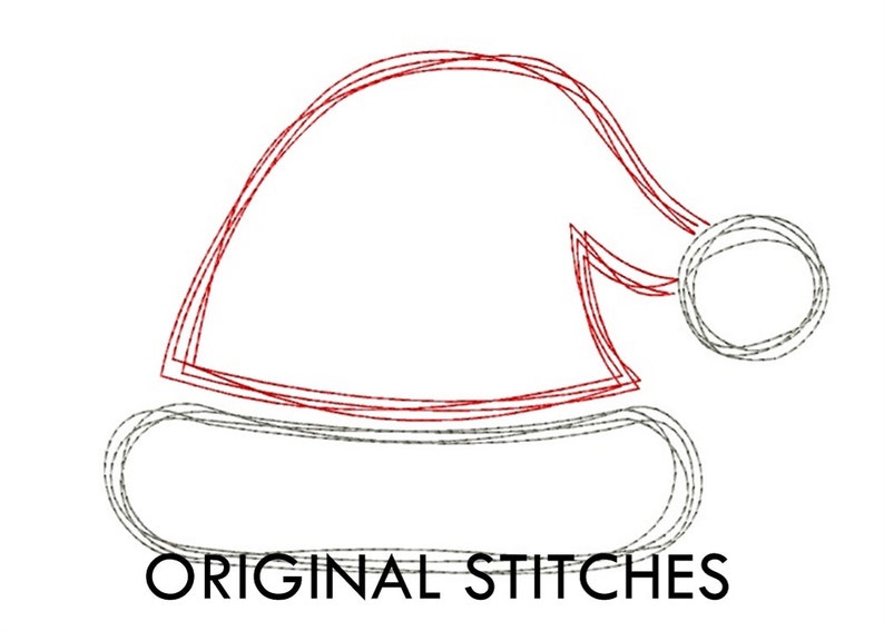 Quick Stitch Christmas Santa's Hat Embroidery Digital Design File 2x2 mini 4x4 5x5 5x7 6x6 6x10 7x7 8x8 8x12 image 1