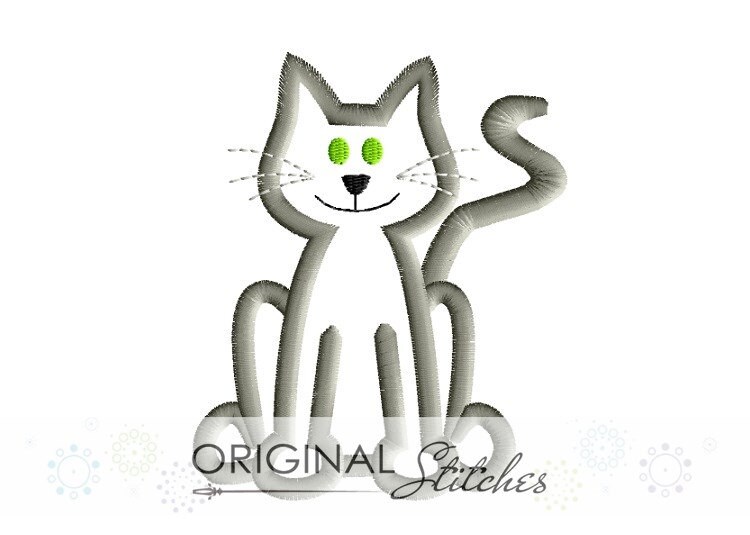 Cat Applique and Machine Embroidery Digital Design File 4x4 5x7 6x10 - Etsy