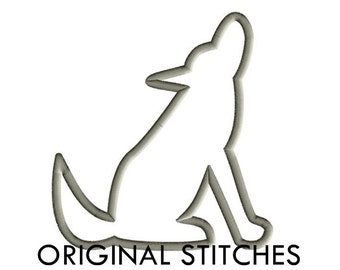 Baying Wolf Applique and Machine Embroidery Design File 4x4 5x7 6x10 7x11
