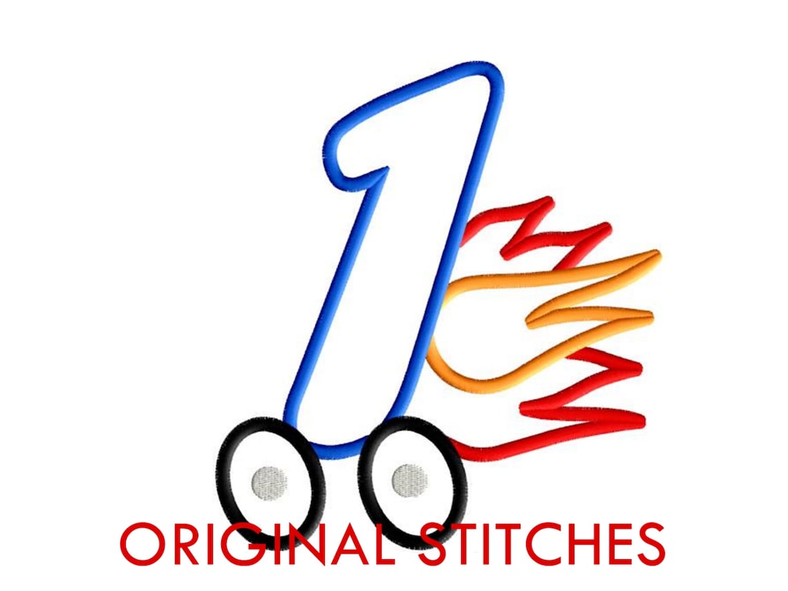 Number 1 Racing Flames Applique and Embroidery Digitized | Etsy
