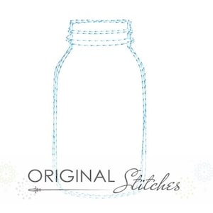 Quick Stitch Mason Glass Jar Machine Embroidery Digital Design File  4x4 5x7 6x10