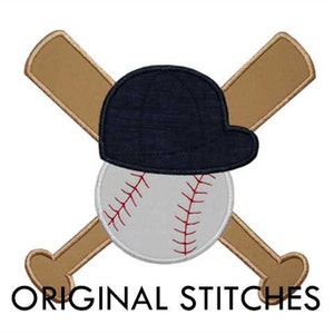 Crossed Bats Baseball Applique 5 Sizes Machine Embroidery Digital Design File 4x4 5x7 6x10 7x11 8x12 image 2