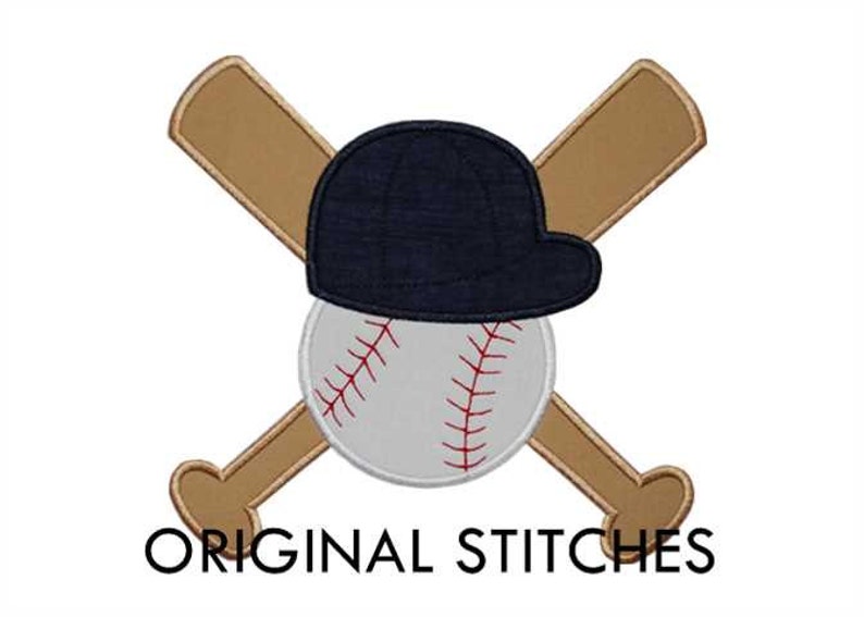 Crossed Bats Baseball Applique 5 Sizes Machine Embroidery Digital Design File 4x4 5x7 6x10 7x11 8x12 image 2