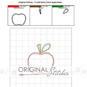 Plain Apple Quick Stitch Machine Embroidery Design File 2in 4x4 5x7 6x10 image 2