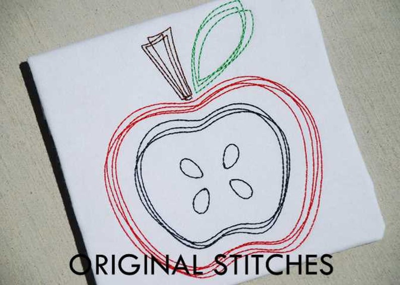 Plain Apple Quick Stitch Machine Embroidery Design File 2in 4x4 5x7 6x10 image 4