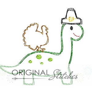 Quick Stitch Thanksgiving Dinosaurier Stickdatei Digital Design Datei 4x4 5x5 6x6 7x7 & 8x8