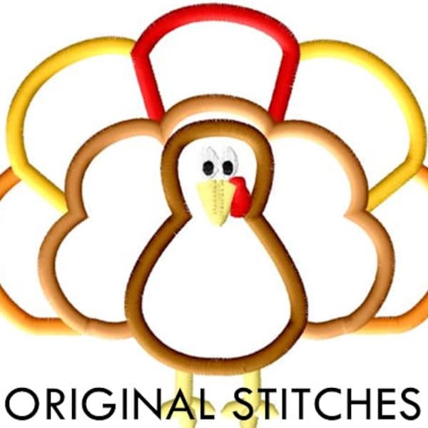 Turkey Applique and Machine Embroidery Digital Design File  4x4 5x7 6x10 7x11