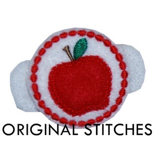Apple Circle Felt Hair Clippie Machine Applique and Embroidery Digital Design File 4x4