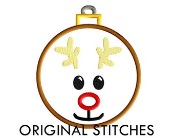 Reindeer Applique and Machine Embroidery Digital Design File 4x4 5x7 6x10