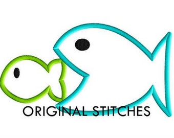 Hungry Fish Applique and Machine Embroidery Digital Design File 4x4 5x7 6x10