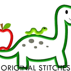 Back to School Dino Applique and Machine Embroidery Digitized Design File 4x4 5x7 6x10