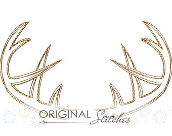 Quick Stitch Antlers Rack Embroidery Digital Design File  4x4 5x7 6x10