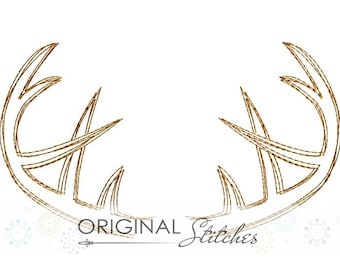 Quick Stitch Antlers Rack Embroidery Digital Design File  4x4 5x7 6x10