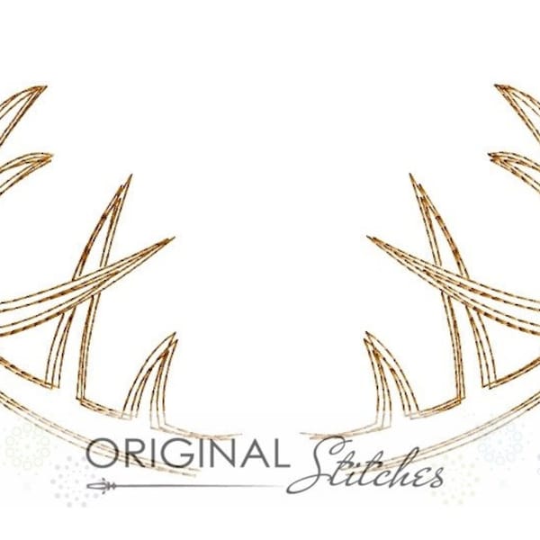 Quick Stitch Antlers Rack Embroidery Digital Design File  4x4 5x7 6x10