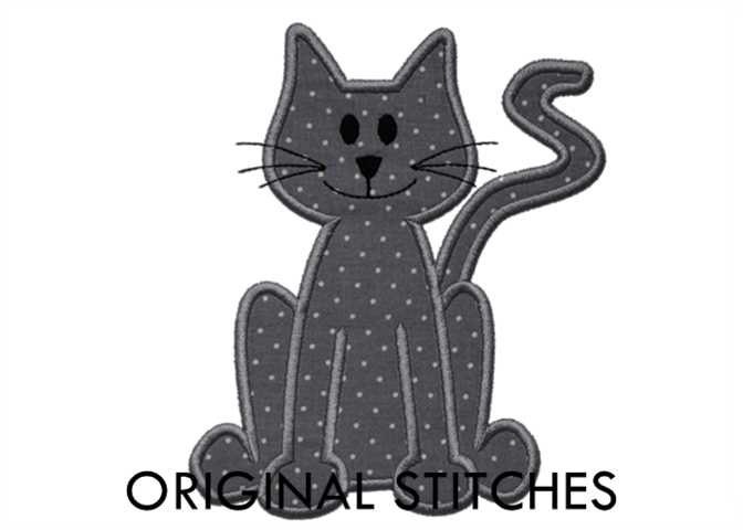Cat Applique and Machine Embroidery Digital Design File 4x4 5x7 6x10 - Etsy