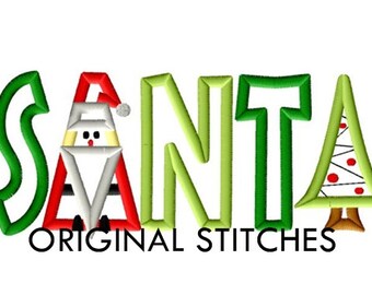 Santa Applique Letters Digital Design File 5x7 6x10