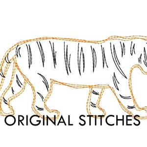 Quick Stitch Tiger Embroidery Digitized Digital Design File 4x4 5x5 5x7 6x10 8in