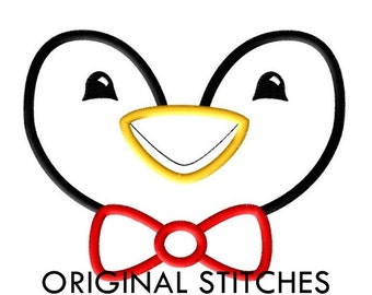 Boy Penguin Face Applique and Embroidery Digital Design File 4x4 5x7 6x10